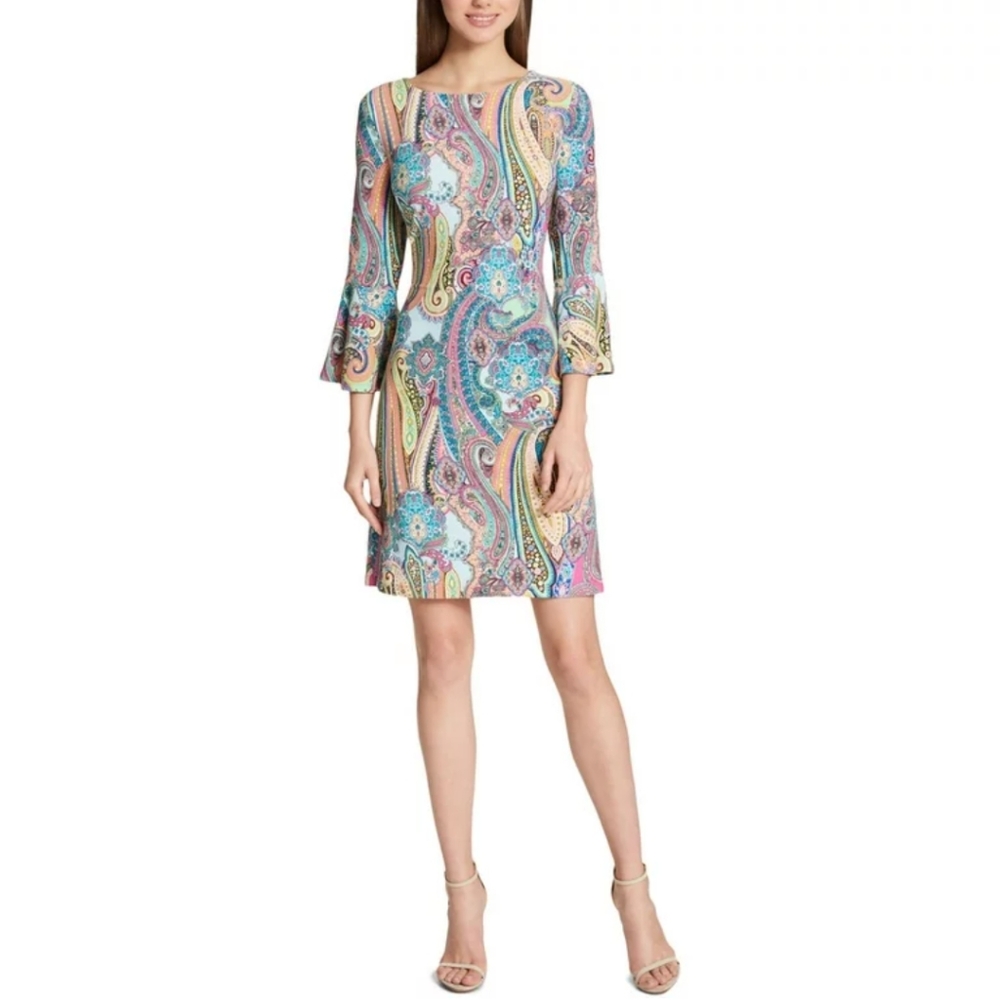 Tommy Hilfiger Jaipur Matte Jersey Paisley Sheath Dress Women's 6 Colorful Artsy